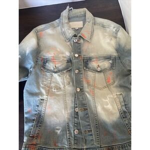 MacKeen Paint Splatter Distressed Jean Jacket Woman's Large
